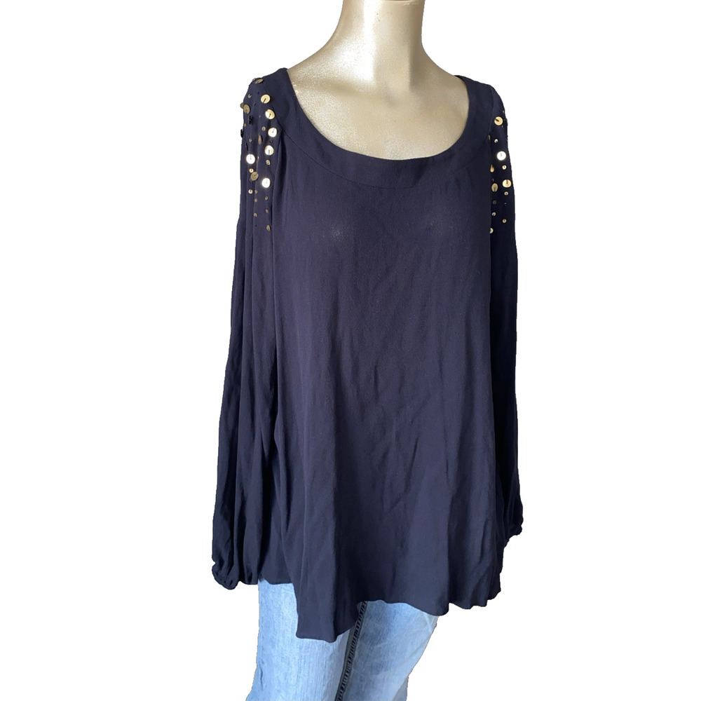 Ariat Vegas Long Sleeve Top, Black, Women Large Boho Festival Western